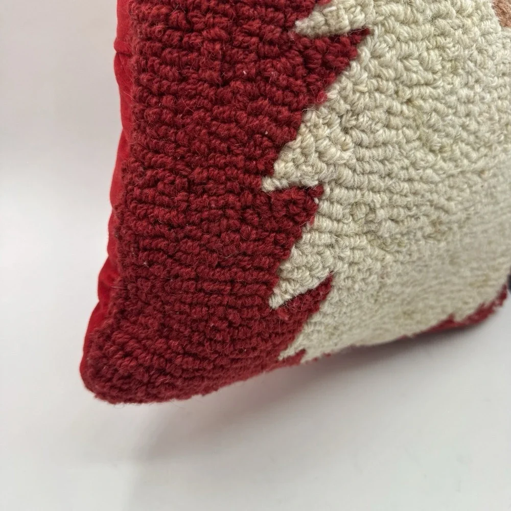 Chandler 4 Corners Hand Hooked 100% Wool Pillow Santa Christmas Laura Megroz